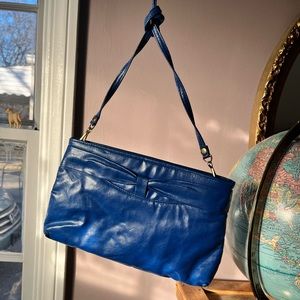 Vintage Blue Leather Shoulder Bag